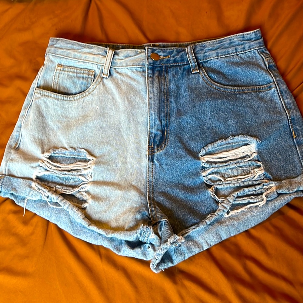 Shein Denim Shorts Split Dye Size Large